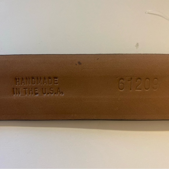 Crookhorn Size 40 Handmade in USA Dark Brown Leather Belt Silver Brass Buckle - Picture 5 of 8